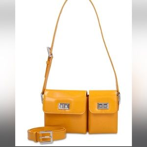 NWT BY FAR - Baby Billy Semi Patent Leather Purse - Sunflower